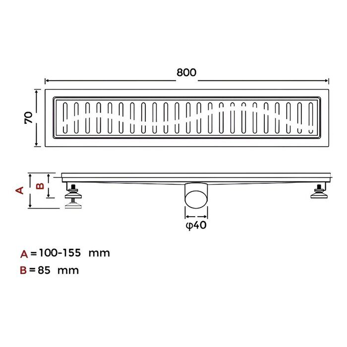 Gappo G88007-4 душевой трап 70х800 мм сатин