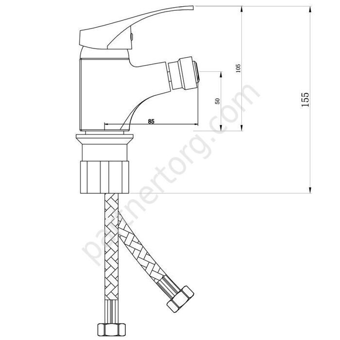 Б 50 Смеситель для биде с литым изливом, одноручный Славен