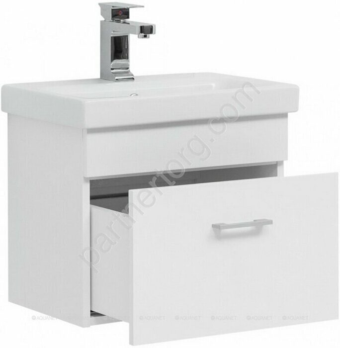 Нота Moduo Slim 50 белая тумба для ванной комнаты с раковиной-столешницей MODUO 50 SLIM Cersanit Aquanet