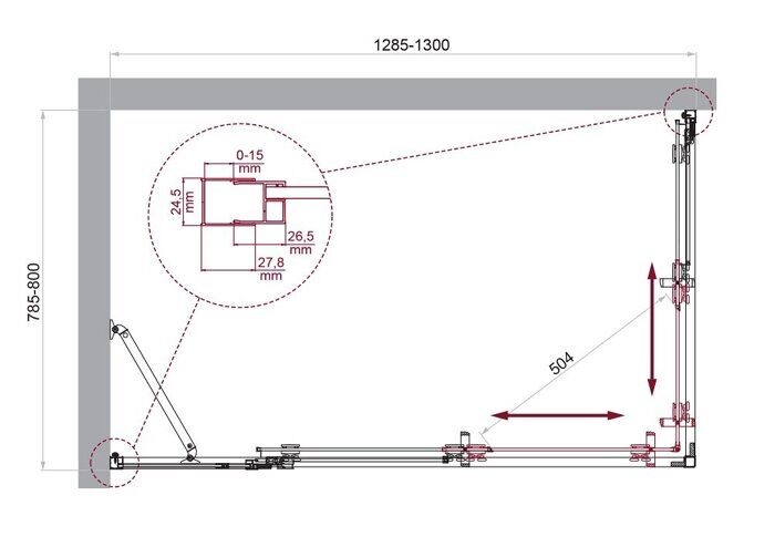 BelBagno LUCE-AH-21-130/80-C-Cr душевой уголок 130х80х195 см, дверь раздвижная, стекло прозрачное, профиль хром