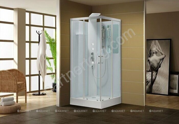 Passion S душевая кабина 90х90см прозрачное стекло, с гидромассажем Aquanet