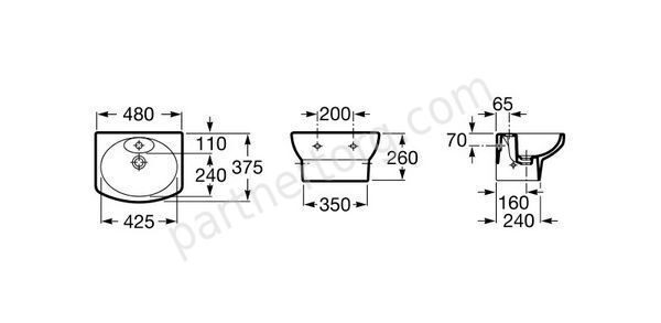 Dama Senso Roca мини-раковина с полупьедесталом 48х37 см