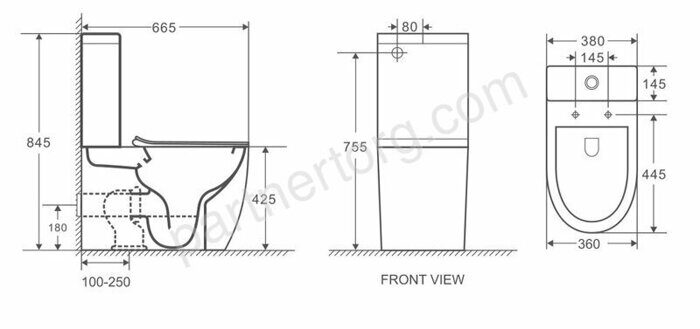 Azario Grado унитаз-компакт напольный безободковый 66,5см с сидением микролифт AZ-2141