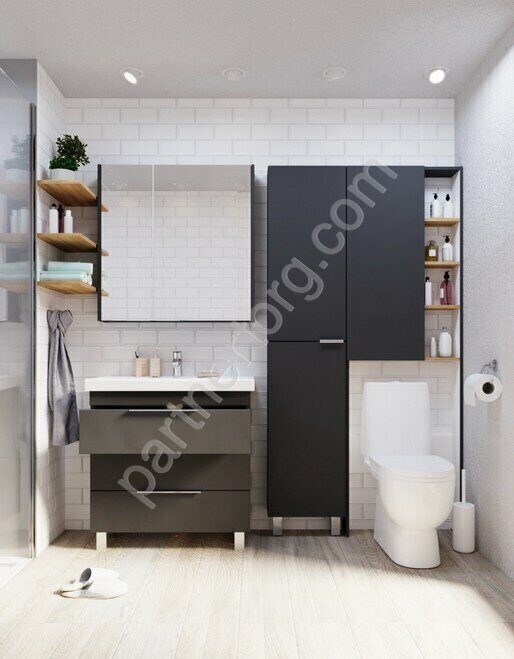 Gaula 80 2д шкаф подвесной зеркальный черный