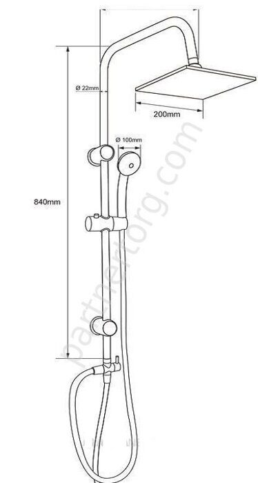 Passion S душевая колонна с верхним душем без смесителя  Aquanet