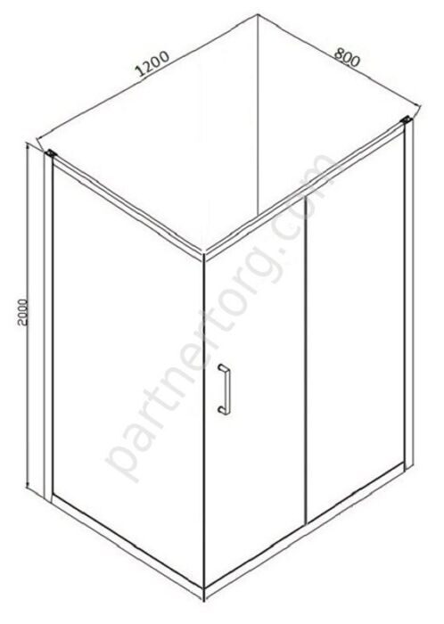 Drop Bravat Г-образное душевое ограждение 1200x800x2000, одна раздвижная дверь Easy clean glass