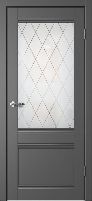 C01 ПО Classic FlyDoors дверь межкомнатная эмалит графит матовое стекло