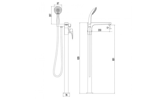 Shift LM4344C, смеситель для ванны напольный, хром Lemark
