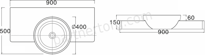 NSS-9052M раковина навесная искусственный камень, ширина 90 см