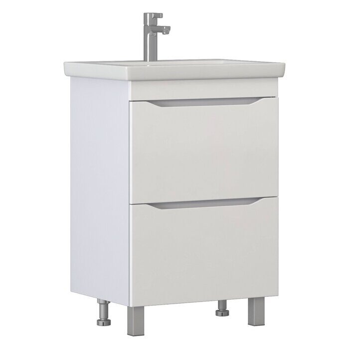 Grani 600-0-2 тумба белая для ванной комнаты с умывальником Como 60