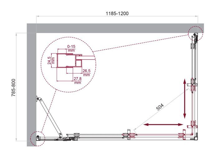 BelBagno LUCE-AH-21-120/80-C-Cr душевой уголок 120х80х195 см, дверь раздвижная, стекло прозрачное, профиль хром