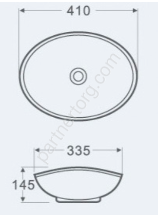 Calypso CS3078 раковина накладная овальная 410x335x145мм.