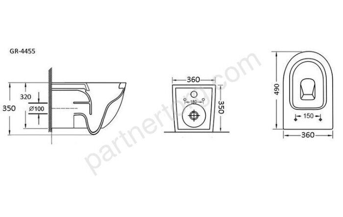 Grossman GR-4455GMS Color серый матовый подвесной безободковый унитаз с сидением