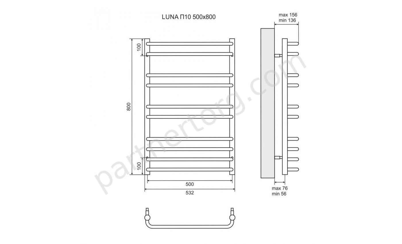 Luna П10 LM41810E полотенцесушитель электрический 50х80 см, хром Lemark