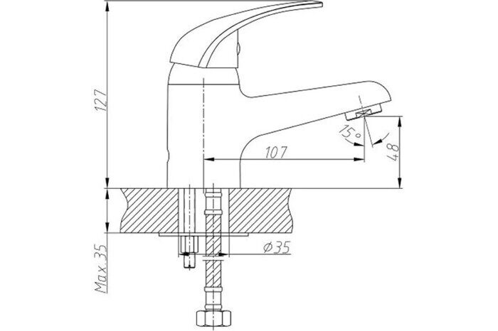 HB1003 Haiba Смеситель для раковины монолит, латунь, хром, шпилька, полая ручка