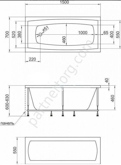 Виола ванна акриловая 150х70 см MarkaOne