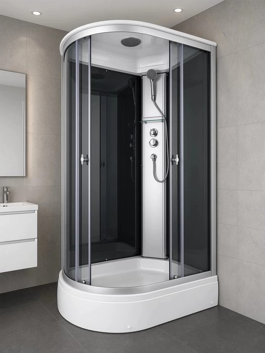 4006M grey black душевая кабина Aquapulse 120х80х220 см, матовое стекло, высокий поддон
