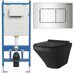 Комплект инсталляции с клавишей смыва хром глянцевый и черный безободковый унитаз с сидением Grossman 97.4440BMS.04.10M