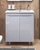 Grani 750-2-0 тумба белая для ванной комнаты с умывальником Оскар 750