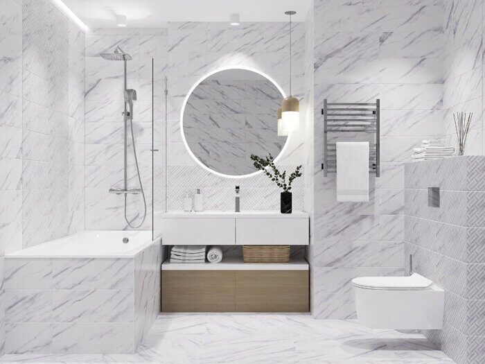 Alpi Marmo настенная плитка белая глянцевая 20х50см Azori