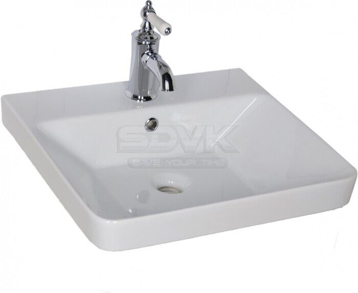 Эмбер 50 тумба белая матовая для ванной комнаты 2 ящика с раковиной-столешницей 50 cm (LUXURY) Sanovit  Aquanet