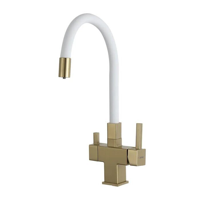 Gappo G4395-33 смеситель для кухни с подключением фильтра для питьевой воды золотой сатин/белый