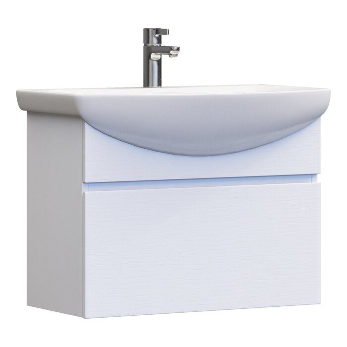 Wing 700-0-1 тумба подвесная белая для ванной комнаты с умывальником Балтика 70