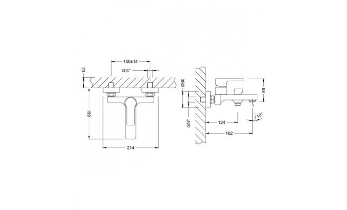 Aura LM0614CH, смеситель для ванны и душа, с коротким изливом, хром Lemark