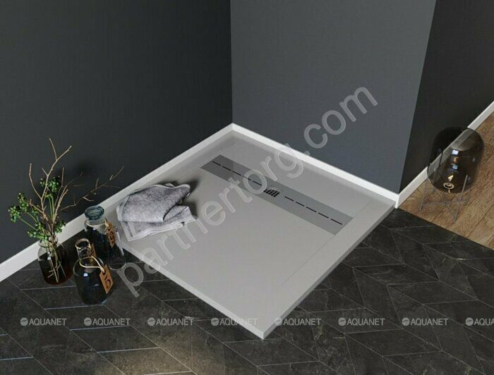 Aquanet Delight душевой поддон литьевой мрамор, 90х90 см, серый