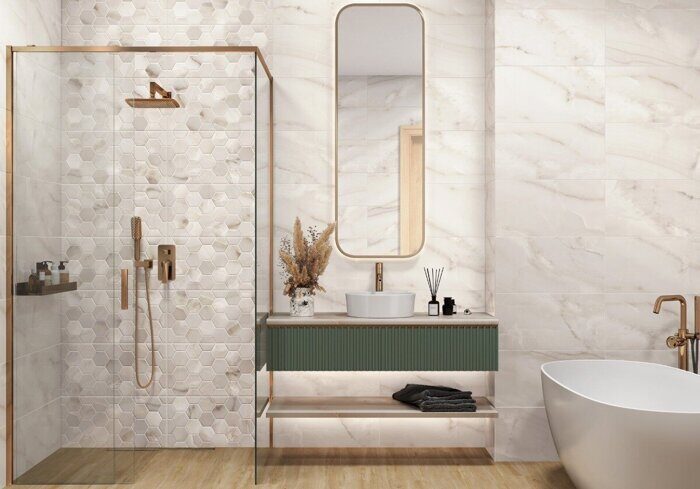 Milenial Sand New Trend настенная плитка бежевая глянцевая 30х60 см