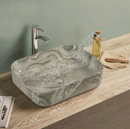 Azario раковина настольная керамическая под мрамор 60,5х42,5х14 см