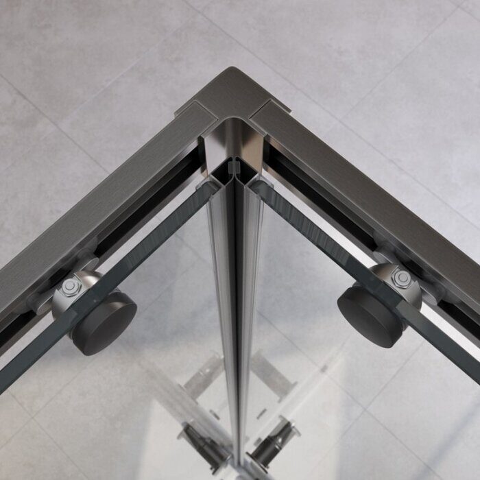 Cezares RELAX-304-A-2-100-C-GM душевой уголок 100х100х200 см, дверь раздвижная, стекло прозрачное, профиль оружейная сталь