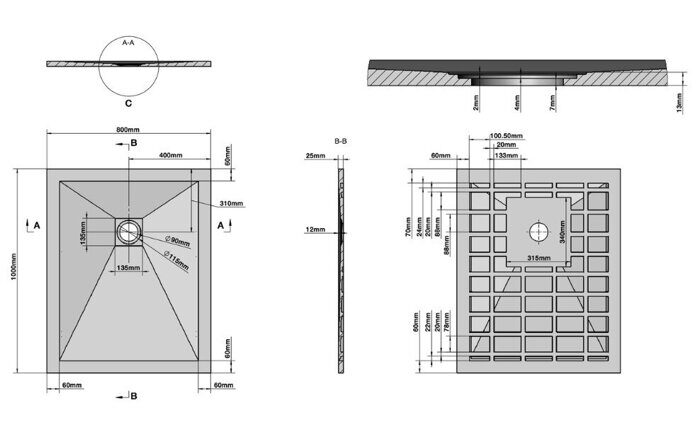 Grossman Strong GR-S180100Q душевой поддон каменный низкий 100х80см