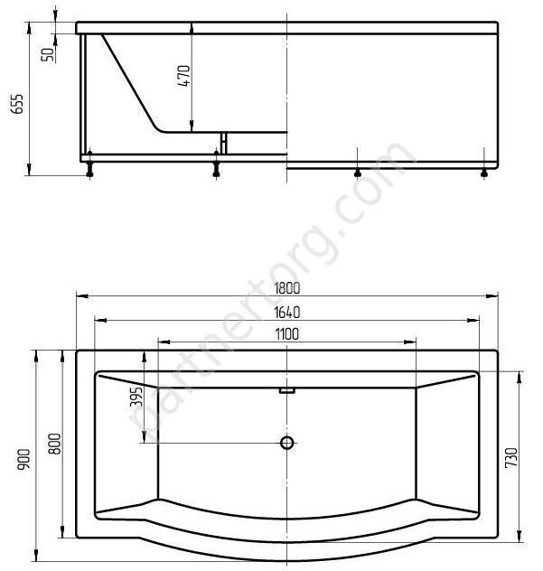 Гелиос ванна акриловая Aquatek 180х90см с каркасом и сливом