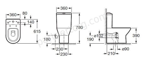 Nexo Roca унитаз-компакт напольный укороченный 342642000 с бачком (универсальный выпуск)