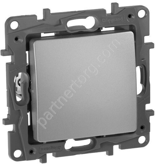 Legrand Etika выключатель 1-клавишный 10АX 250В, цвет алюминий
