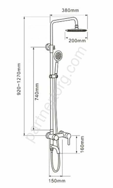 Melana-F1002P душевая система с тропическим душем, лейкой и смесителем нержавеющая сталь
