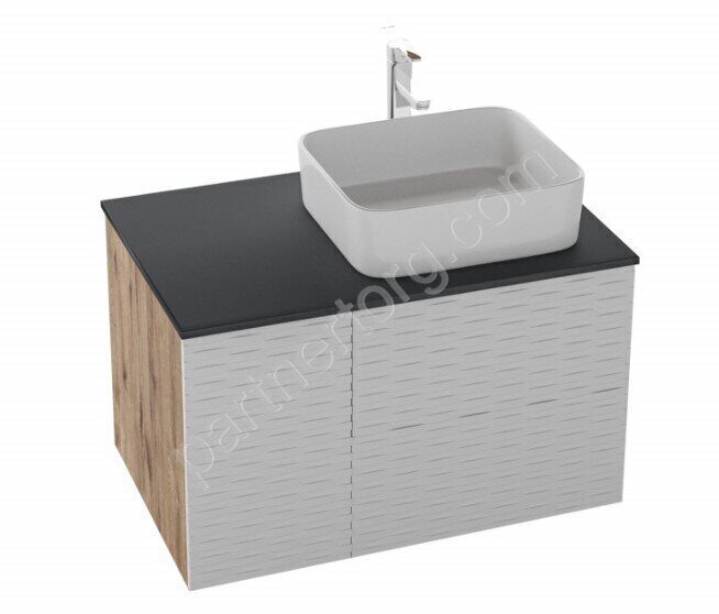 Альба 80 белая, Дуб веллингтон тумба в ванную комнату Grossman