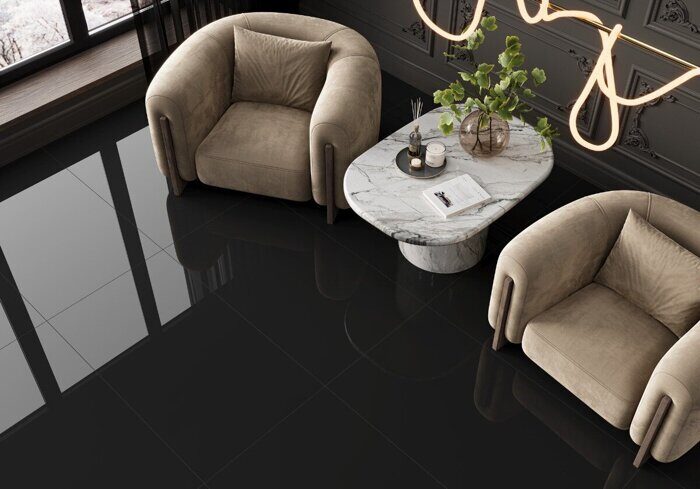 Domines Black LCM керамогранит черный супер глянец 120х60см