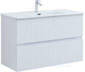 Джейн 100 тумба белая матовая для ванной комнаты с раковиной-столешницей Flat 100 Aquanet