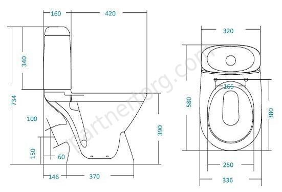 Римини  Santek унитаз компакт, косой выпуск,  с сидением дюропласт