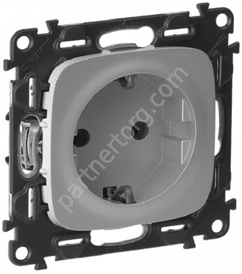 Legrand Valena Allure cиловая розетка 2К+З 16А 250В, безвинтовые зажимы, цвет алюминий