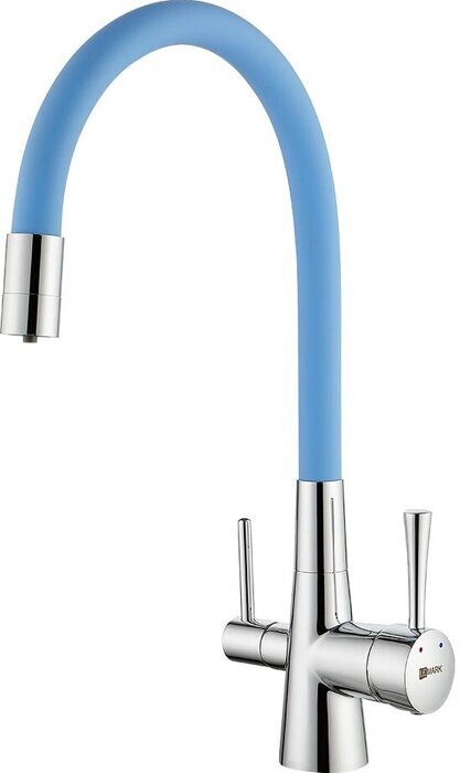 Comfort LM3075C-SkyBlue, смеситель для кухни с подключением к фильтру питьевой воды, хром-голубой Lemark
