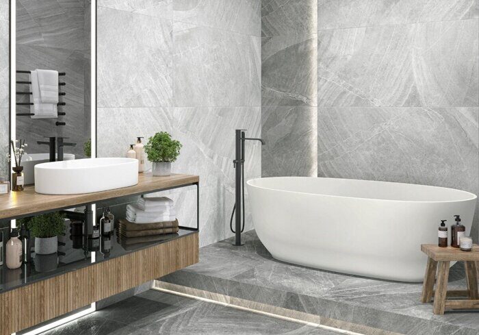 Rock Gray Delacora керамогранит серый матовый 120х60см