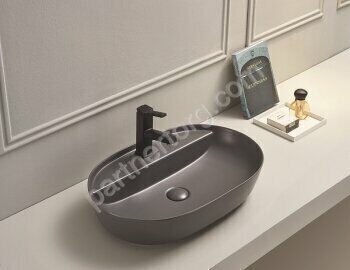 CeramaLux 78325XMDH раковина настольная овальная серая