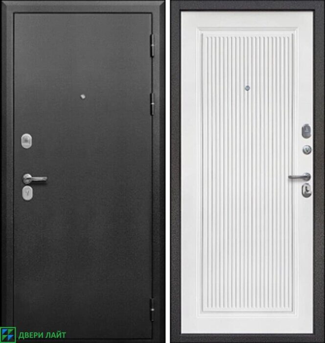 Продевять 9 см дверь входная Букле графит, МДФ Белый матовый