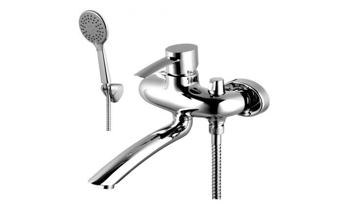 Atlantiss LM3214C, смеситель для ванны и душа с плоским поворотным изливом, хром Lemark