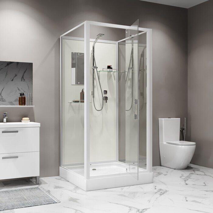 Niagara Standart ST100/15Q/BK  душевая кабина  квадратная 100х100х200 см, пристенно-фронтальная, низкий поддон, без крыши