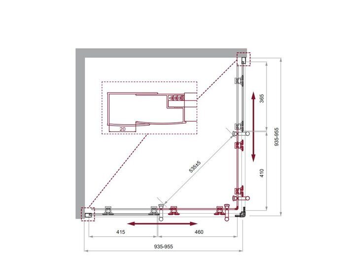 BelBagno UNO-195-A-2-95-C-Cr душевой уголок 95х95х195 см, дверь раздвижная, стекло прозрачное, профиль хром