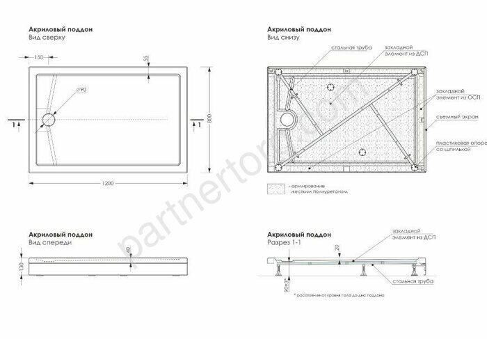 Universal PRO N 120х80х13см душевой поддон акриловый белый